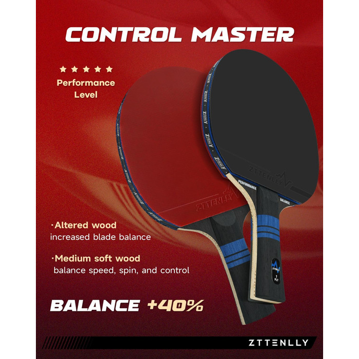 Набір ракетки для настільного тенісу, карбонова технологія, 7 шарів, для професіоналів, швидкість/контроль/баланс, гума 2 мм, чохол