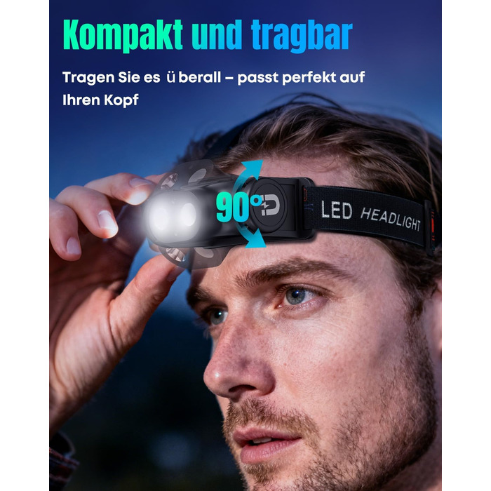 Фронтальний ліхтар Pawfly LED перезарядна, надяскравий, 4 режими, сенсор, магніт, IPX4, вологостійкий, для бігу, кемпінгу, риболовлі