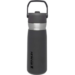 Термобутилка Stanley Iceflow Flip Straw з нержавіючої сталі, 0.65 л, з трубочкою, утримує холод 12+ годин, герметична, BPA Free, підходить для посудомийної машини, колір чорний