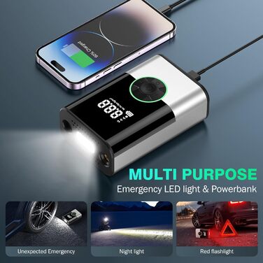 Портативний електричний компресор EVARYOO 6000mAh, 150PSI для авто, мотоциклів, велосипедів, м'ячів, акумуляторна бездротова повітряна помпа