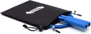 Стрибкове канат CKB LTD Elite Speed-Springseil: преміум-алюмінієві ручки, регульована довжина 3 м, фітнес, для дорослих, з сумкою, функціональне тренування, 1 шт, колір: кобальтово-синій