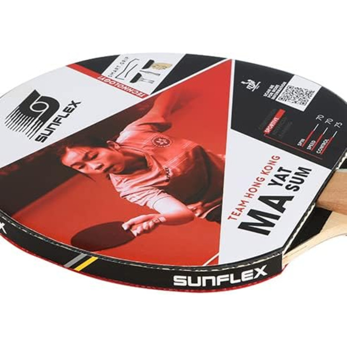 Sunflex MA YAT Sum професійна ракетка для настільного тенісу, ITTF сертифікат, Shogun накладка, анатомічна ручка Smart Grip, для змагань