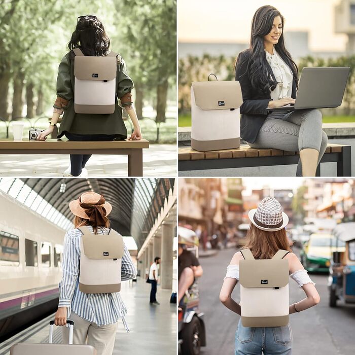 Рюкзак для дівчат-підлітків LOVEVOOK 15,6'' з USB, антивикрадальний, для школи та ноутбука, бежевий