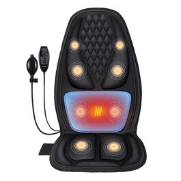 Масажне подушечка для спини з глибокою проникаючою вібрацією, охолодження/підігрів, 2 режими, для зняття м'язової втоми та стресу (Чорний сатин)