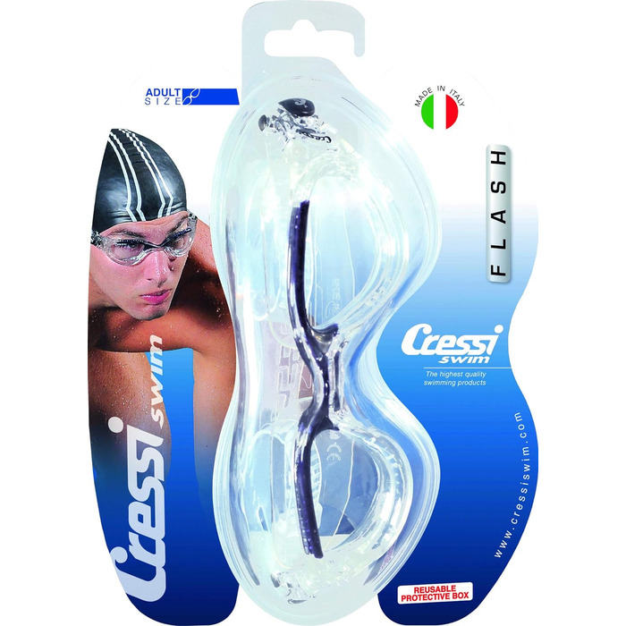 CRESSI Flash чоловічі окуляри для плавання, антифог, антицарапини, анти-UV, універсальний розмір, чорні/сірі, затемнені лінзи