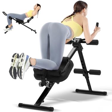 Тренування пресу GuuG: компактний тренажер для дому. Зручний, складаний, для чоловіків та жінок. Чорний колір.