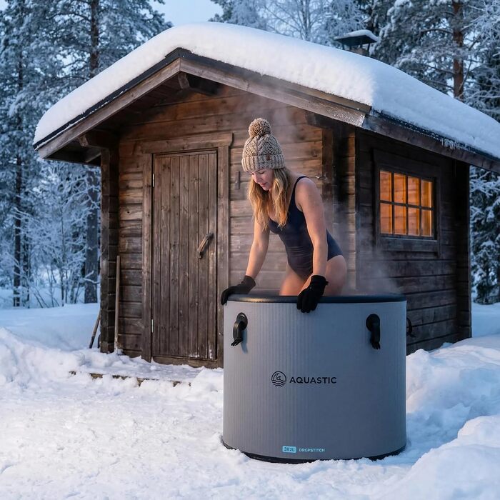 Аквастік BrrFree – Ванна для криотерапії 382л – Криованна для холодної терапії та відновлення – Міцна конструкція Drop-Stitch – Для саду та тераси