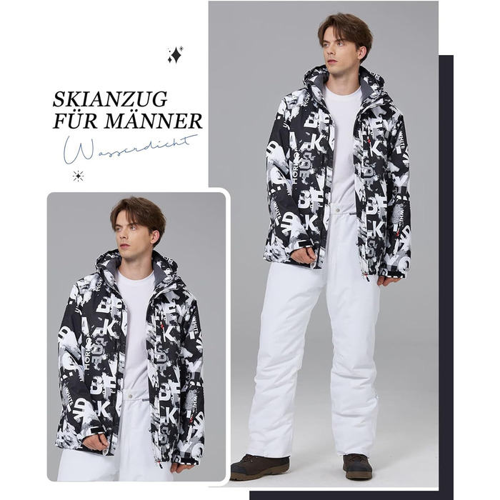 Сніговий костюм чоловічий HOUZONIY (L, 434+Schwarz) - водонепроникний, 2-частинний