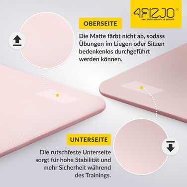 Фітнес-мат 4FIZJO 180x60 см, рожевий, 1 см - для йоги, пілатесу, спорту, тренувань (NBR піна, нековзний, з ременем)