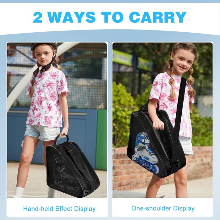 Чохол для роликових ковзанів та ковзанів: дитячий, універсальний, чорний, з регульованими ременями