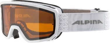 ALPINA SCARABEO S — Лижна маска OTG, захист 100% UV, антифог, ударостійка, для дорослих, біла, універсальний розмір