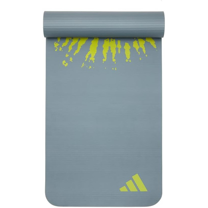 Килимок для йоги adidas Tie-Dye – 10 мм NBR, нековзний, захищає суглоби, з ручкою для перенесення, товстий килимок для пілатесу та фітнесу, 183x61 см, сірий