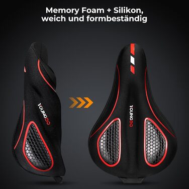 Покриття для велосипедного сидіння YOUNGDO, ергономічний гелевий чохол, м'яке та комфортне, з дощовим захистом, для жінок та чоловіків, червоний, вузький