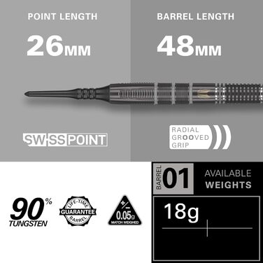 Дротики Target Darts Nathan Aspinall Echo 90% вольфраму, м'який наконечник, 18 г, професійний набір з Pixel Tip, Pro Grip та Pro Ultra No.2