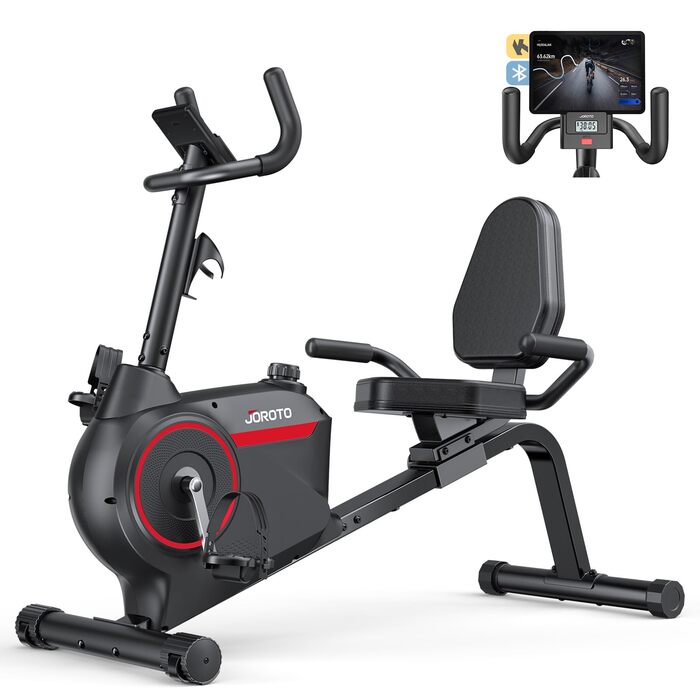 Велотренажер горизонтальний JOROTO JH30/JH30PRO з Bluetooth, LCD дисплеєм, до 136 кг - для дому