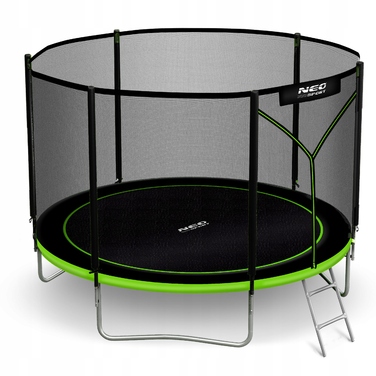 Садовий батут Neo-Sport 8ft/252см із зовнішньою захисною сіткою та драбиною