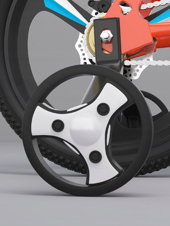 Дитячий велосипед 16 дюймів з дисковими гальмами, допоміжними колесами, амортизатором, захисним кожухом та LED-ліхтариком