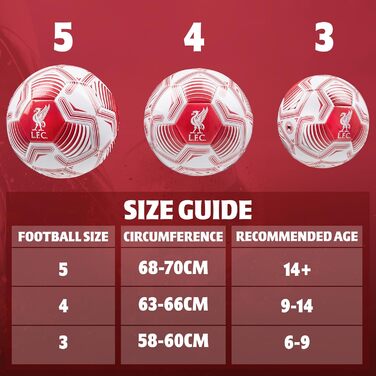 М'яч для футболу Liverpool FC, офіційний ліцензований м'яч, розмір 3, 4 або 5 - подарунок для фанатів, білий/червоний