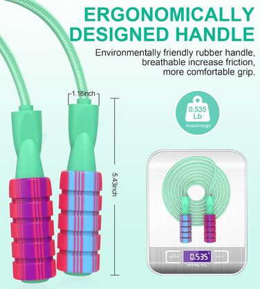 Стрибкове канат для фітнесу, з вагою, регульований, для жінок та чоловіків, зелений