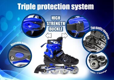 Дитячі ролики-кольоротки з підсвічуванням – ролики для катання для дітей чорно-білі (чорно-сині, розмір M)