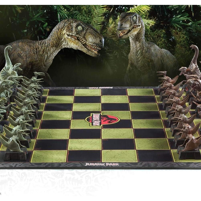 Шахи Jurassic Park – тематичний набір шахів з фігурами динозаврів, сувенірний подарунок для фанатів Юрського періоду