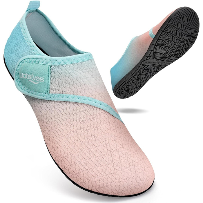 Шкарпетки для плавання WateLves: аквашузи для чоловіків та жінок, шкарпетки для басейну та пляжу, дихаючі, швидковисихаючі, унісекс, 38/39 EU, блакитний/оранжевий
