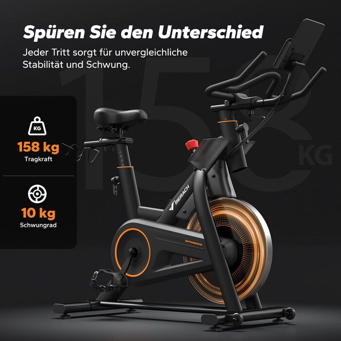 Велотренажер MERACH з магнітним опором, тихий, важкий, 10 кг маховик, автоматичний та ручний опір, велотренажер для дому з додатком, до 158 кг, чорний