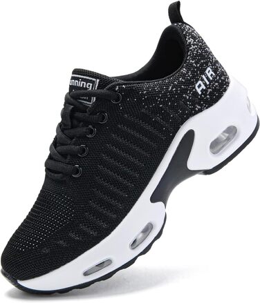 Жіночі кросівки для бігу з підтримкою склепіння стопи, повітряна подушка, комфортні снікерси, чорно-білі, 38.5 EU