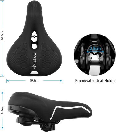 Зручний велосипедний сідло Cityradsättel для міста, чоловічий/жіночий, з Memory Foam, ергономічний, широкий, з інструментом (чорний, Стиль 3)