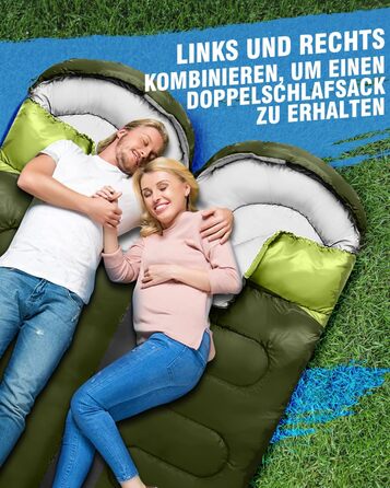 Спальний мішок 3-4 сезони, водонепроникний, ультралегкий, 220*75 см (зелений)