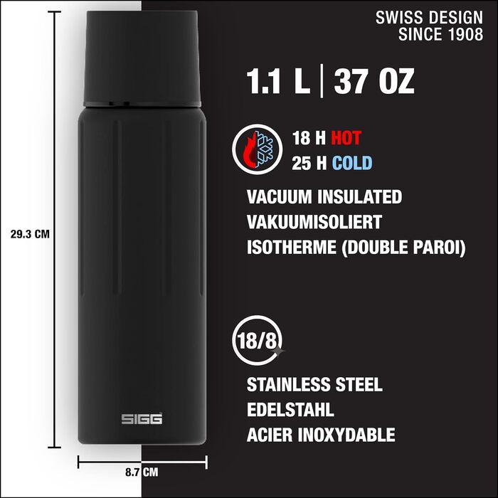 Термос SIGG Gemstone IBT з чашкою, герметичний, легкий, BPA-free, нержавіюча сталь 18/8, 0,5/0,75/1,1 л