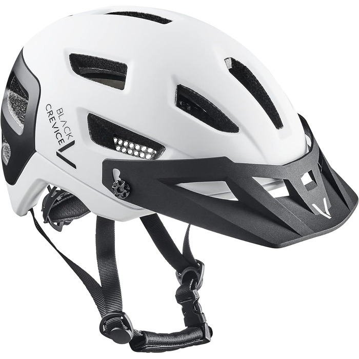 Велошолом Black Crevice для дорослих, MTB, регульований розмір S/M (54-58 см), білий/чорний, дихаючий, для чоловіків і жінок