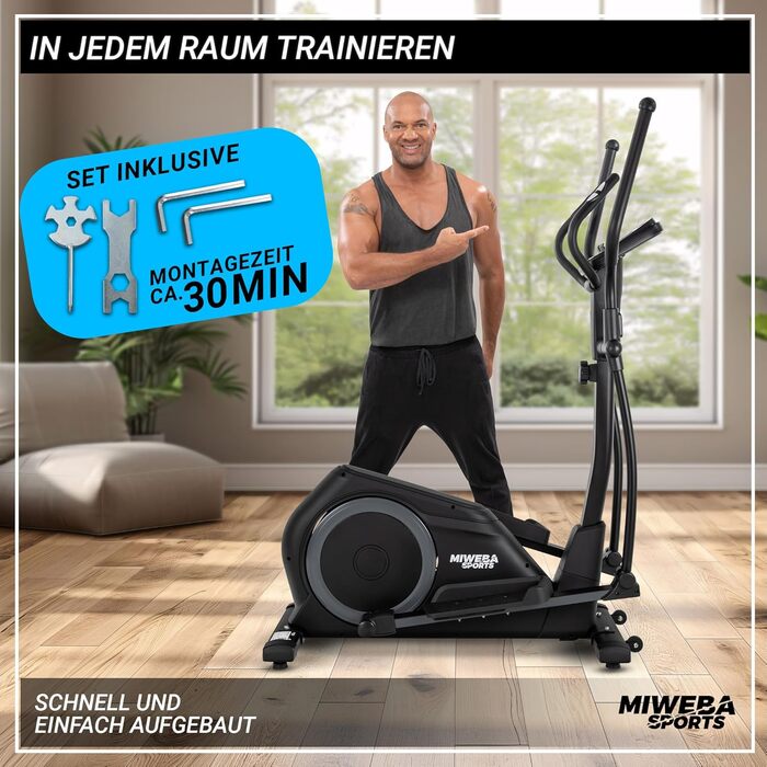 Еліптичний тренажер Miweba Sports MC500 Stepper | 120 кг, 7 кг маховик, LCD монітор, тихий кардіотренажер для дому
