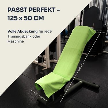 Рушник для фітнесу YUMUVE 125x50 см - спортивний рушник з покриттям для обладнання - нековзний & швидковисихаючий - мікрофібра рифленої структури - ідеально для спортзалу, тренажерного залу, йоги, тренувань - 5 кольорів (зелений)