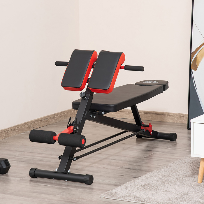 HOMCOM Multi Weight Bench Регульована похила лава для фітнесу Тренажер для живота чорний 64 x 146 x 73.5-85 см для ефективного тренування
