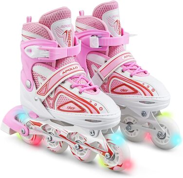 Інлайни Apollo Super Blades X Pro LED, розмір 31-34, біло-рожеві, для жінок, дітей та підлітків