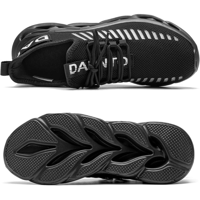 Кросівки для бігу DANNTO - чоловічі та жіночі, спортивні, легкі, дихаючі, з антиковзаючою підошвою, для занять у залі, фітнесу, вуличної бігової підготовки, чорні, 44 EU