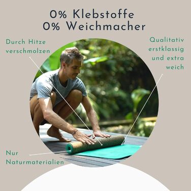 Йога мат PUNIMA XXL з натурального каучуку та корку (183x68x0.4 см) - довговічна фітнес килимок для йоги