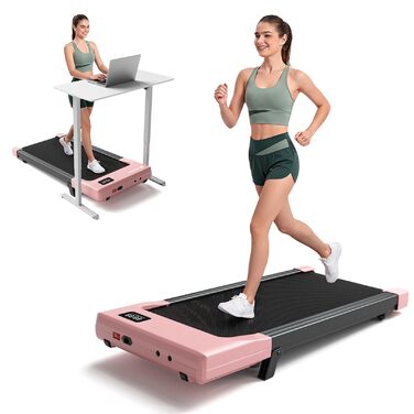 Бігова доріжка DeerRun Walking Pad з ухилом 6%, для дому та офісу, з додатком, LED-дисплеєм та пультом, до 136 кг (Рожева)
