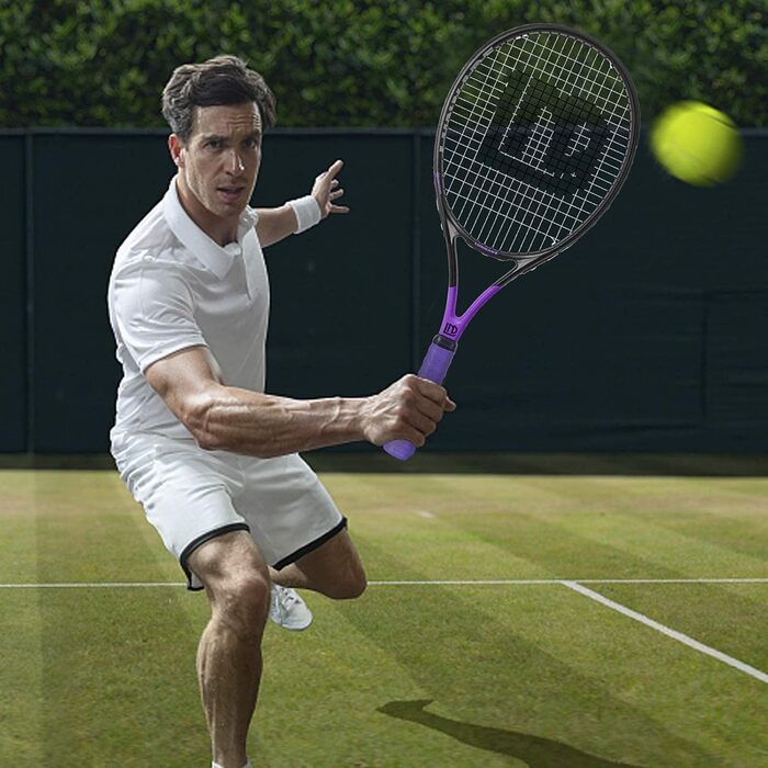 Тенісний ракетоподібний пристрій для дорослих, легкий, з чохлом, підходить для жінок та чоловіків, початківців та досвідчених (27 дюймів, чорний+фіолетовий)