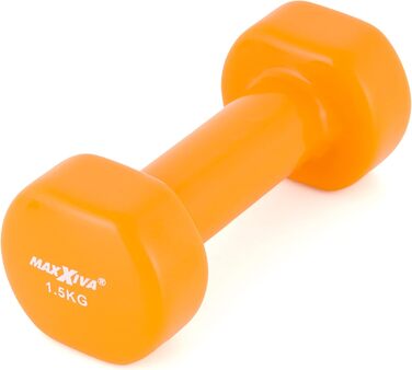 Гантелі MAXXIVA 2 x 1,5 кг вінілові зі сталевим стрижнем, фітнес, для тренувань, помаранчеві