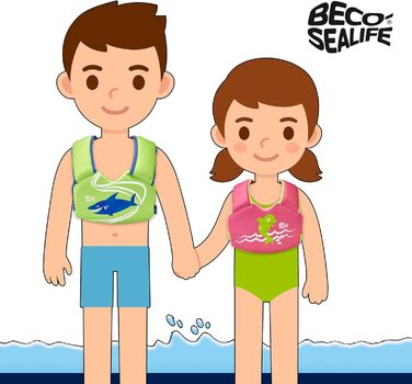 BECO-Sealife Жилет для плавання для дітей 2–6 років, зелений/рожевий, з безпечним закриттям