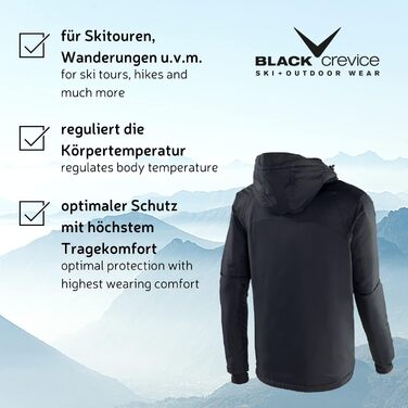 Чоловіча лижна куртка Black Crevice: чорний/червоний, водонепроникна, з капюшоном