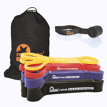 Набір еластичних стрічок для фітнесу Majestic Sport (4 шт.): жовтий, червоний, фіолетовий, чорний