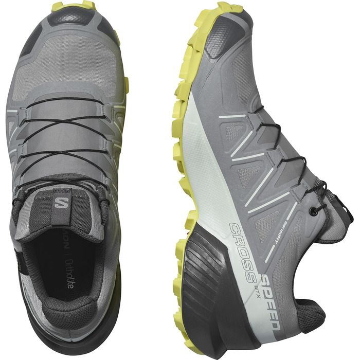 Жіночі трейлранні кросівки Salomon Speedcross Gore-Tex 43 1/3 EU, Sharkskin, Clearly Aqua, Sunny Lime
