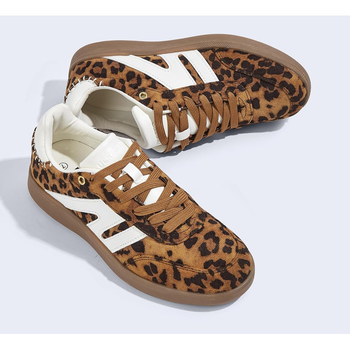 Кросівки жіночі LUCKY STEP класичні ретро, шкіра, для тенісу та скейтбордингу, з гумовою підошвою, Leopard (42 EU)