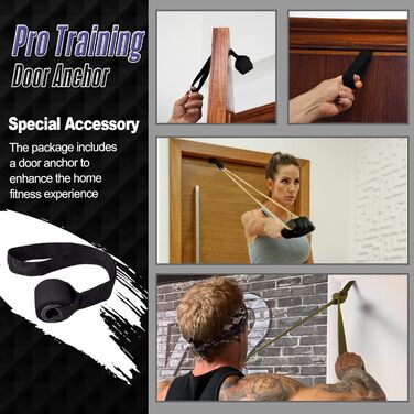 Набір еластичних стрічок опору 5 шт. для фітнесу, силових тренувань та пілатесу, з дверним фіксатором, зелені