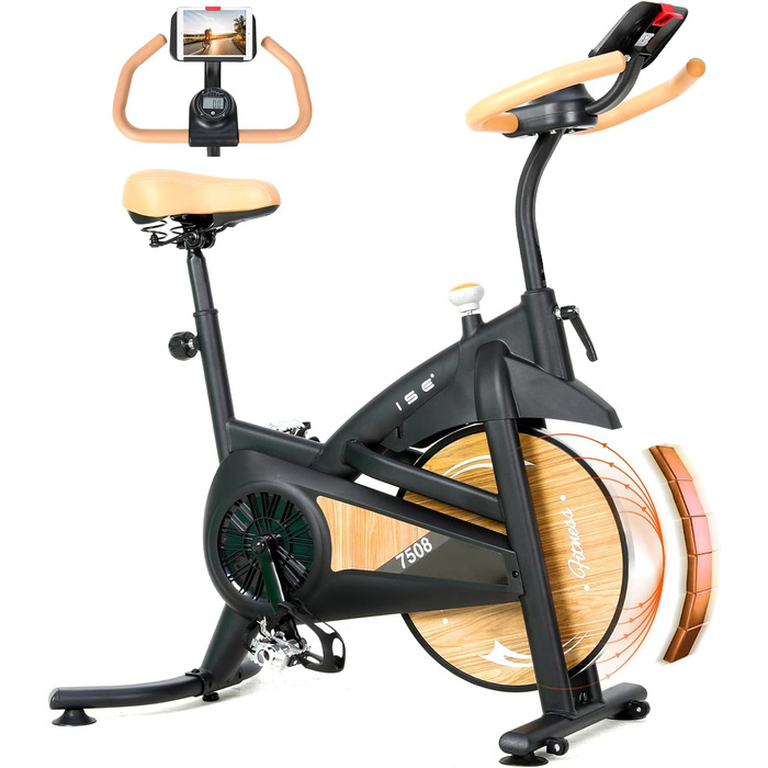 ISE Hometrainer: велотренажер з регульованим магнітним опором, LED-монітором та тримачем для планшета. Макс. вантажність: 130 кг