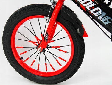 Дитячий велосипед 16 дюймів з кошиком та додатковими колесами для хлопчика, червоний