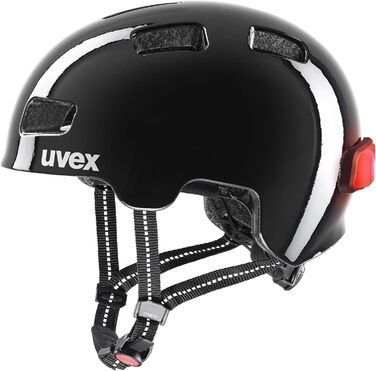 Дитячий велосипедний шолом Uvex HLMT 4 Reflexx, легкий, з LED-підсвіткою, індивідуальне регулювання розміру, 55-58 см, чорний